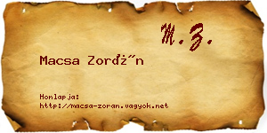 Macsa Zorán névjegykártya